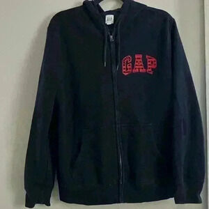 Gap logo hooded zip up sweatshirt w/  American Flag